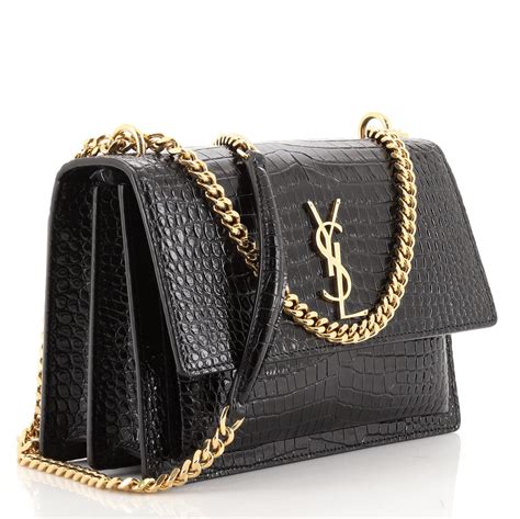 sac yves saint laurent crocodile|SUNSET MEDIUM IN CROCODILE.